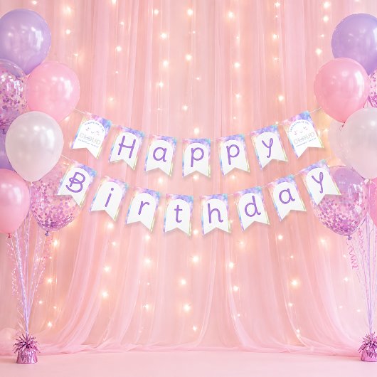 Cloud Nine Verjaardagsbanner – Waterverf Pastel Vlaggetjes