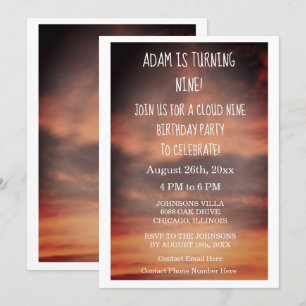 Cloud Nine verjaardagsfeestje 9e aangepaste leefti Kaart