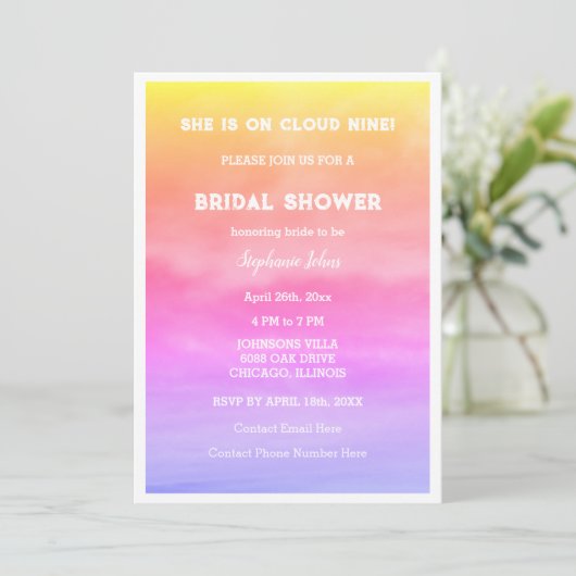 Cloud Nine Vrijgezellenfeest Bruiloft Roze Sky Art Kaart (Staand voorkant)