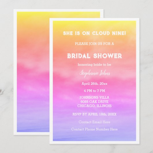 Cloud Nine Vrijgezellenfeest Bruiloft Roze Sky Art Kaart (Voorkant / Achterkant)