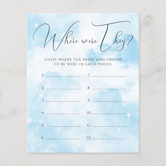 Cloud Nine waar waren ze Vrijgezellenfeest spel (Voorkant)