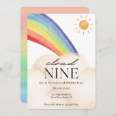 Cloud Nine Waterverf Rainbow & Cloud Ninth Birthd Kaart (Voorkant / Achterkant)