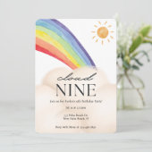 Cloud Nine Waterverf Rainbow & Cloud Ninth Birthd Kaart (Staand voorkant)