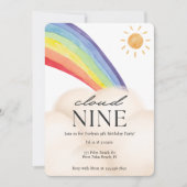 Cloud Nine Waterverf Rainbow & Cloud Ninth Birthd Kaart (Voorkant)