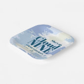 Cloud Nine Whimsical Artsy Blue Vrijgezellenfeest Papieren Bordje (Gebogen)