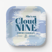 Cloud Nine Whimsical Artsy Blue Vrijgezellenfeest Papieren Bordje (Voorkant)