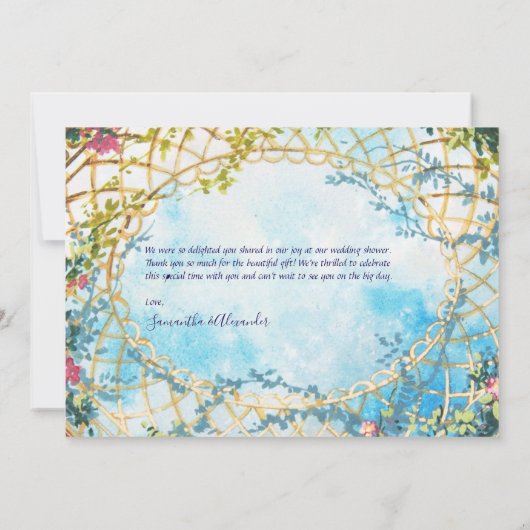 Cloud Nine Whimsical Rococo Revival Bruidsfeestje Bedankkaart (Achterkant)