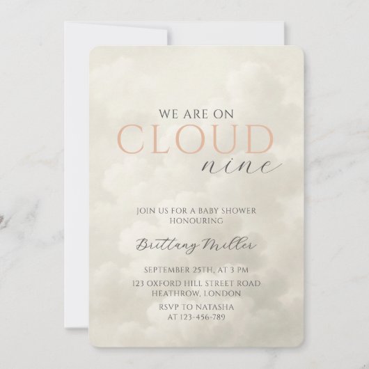 Cloud Nine White Clouds Baby shower Kaart (Voorkant)