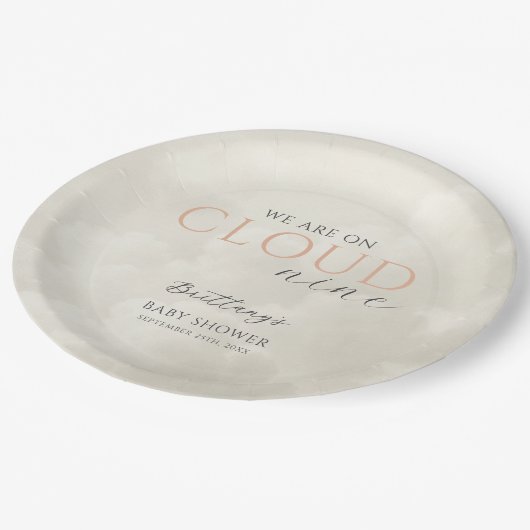 Cloud Nine White Clouds Baby shower Papieren Bordje (Gekanteld)