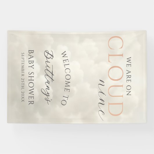 Cloud Nine Wolken Baby Shower Welkom Spandoek (Horizontaal)