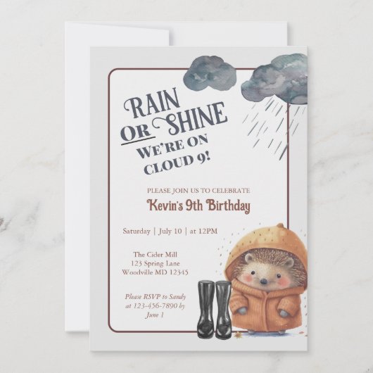 Cloud Nine Woodland Hedgehog Verjaardag Kaart (Voorkant)