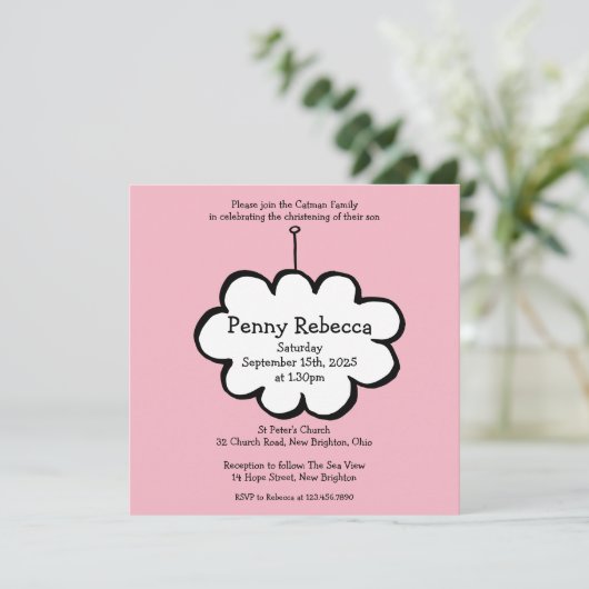 Cloud on a String Uitnodiging (Staand voorkant)