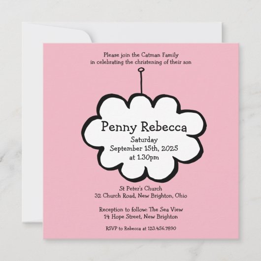 Cloud on a String Uitnodiging (Voorkant)