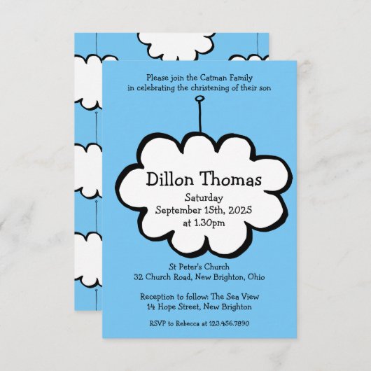 Cloud on a String Uitnodiging (Voorkant / Achterkant)