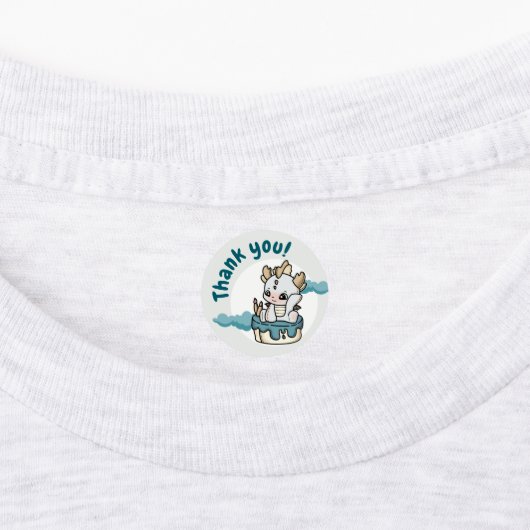 Cloud Pastel Grey Blue Baby Dragon Dank je wel Labels (Aangebracht)