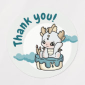 Cloud Pastel Grey Blue Baby Dragon Dank je wel Labels (Design 1)