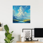 Cloud Pillar - Painterly Natuur Illustratiestijl Poster (Thuiskantoor)