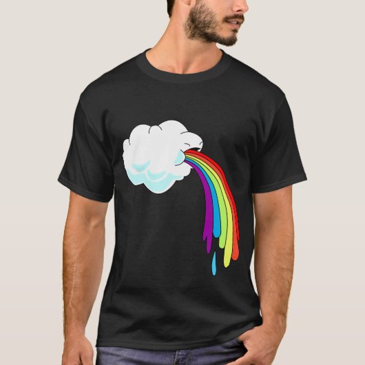 Cloud Puking Rainbow Black T-shirt (Voorkant)