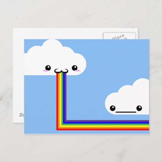 Cloud Puking Rainbow-kaart Briefkaart (Voorkant / Achterkant)