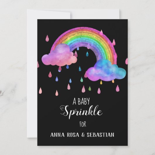 ** Cloud Rain Drops Rainbow Sprinkle Invitation Kaart (Voorkant)
