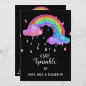 ** Cloud Rain Drops Rainbow Sprinkle Invitation Kaart (Voorkant / Achterkant)
