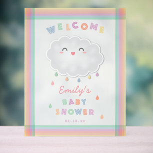 Cloud Raindrops Genderneutraal Baby shower Welkom Acryl Bord