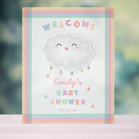 Cloud Raindrops Genderneutraal Baby shower Welkom Acryl Bord (Neutraal)
