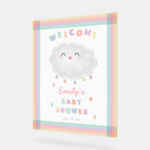 Cloud Raindrops Genderneutraal Baby shower Welkom Acryl Bord (Hoek)