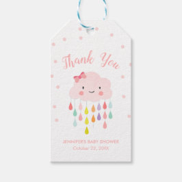 Cloud Raindrops regenboogroze Blush Dank je meisje Cadeaulabel