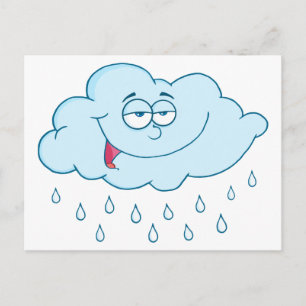 Cloud Raining Mascot Cartoon Character Briefkaart