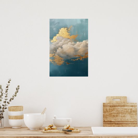 Cloud schilderij & gouden details poster (Keuken)