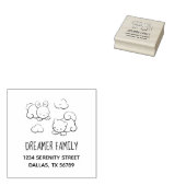 Cloud Shapes Bunny Cat Family Address Rubberstempel (Gestempeld)