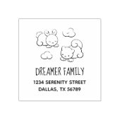 Cloud Shapes Bunny Cat Family Address Rubberstempel (Afrduk)