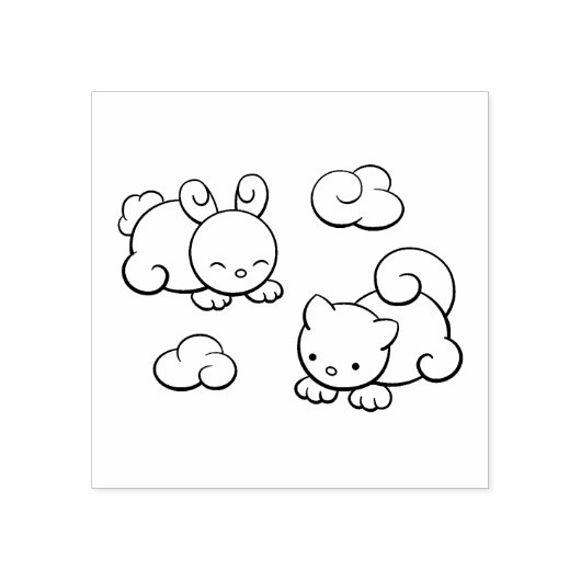 Cloud Shapes Bunny Cat Rubberstempel (Afrduk)