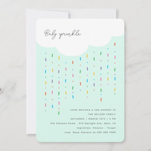 Cloud & Snoep Sprinkles Mint Baby Sprinkle Kaart (Voorkant)