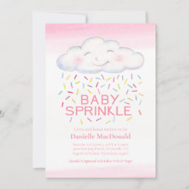 Cloud snoep strooit roze waterverf baby shower kaart