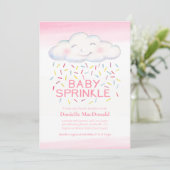 Cloud snoep strooit roze waterverf baby shower kaart (Staand voorkant)