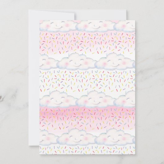 Cloud snoep strooit roze waterverf baby shower kaart (Achterkant)
