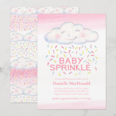Cloud snoep strooit roze waterverf baby shower kaart (Voorkant / Achterkant)