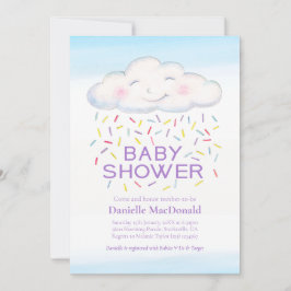 Cloud snoep strooit waterverf baby shower kaart