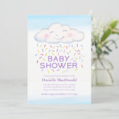 Cloud snoep strooit waterverf baby shower kaart (Staand voorkant)