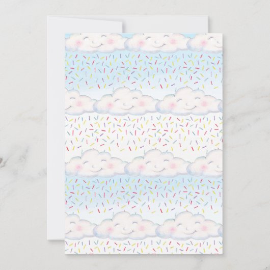 Cloud snoep strooit waterverf baby shower kaart (Achterkant)