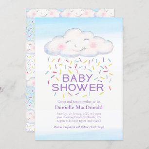 Cloud snoep strooit waterverf baby shower kaart