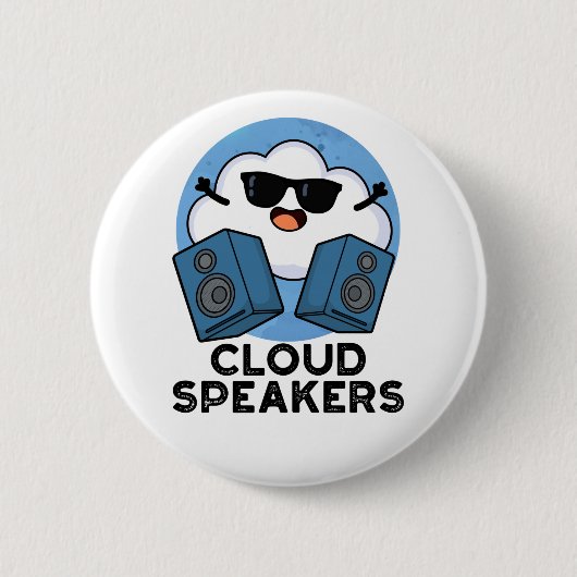 Cloud Speakers Funny Weather Pun Ronde Button 5,7 Cm (Voorkant)