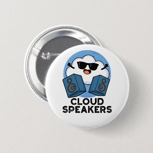 Cloud Speakers Funny Weather Pun Ronde Button 5,7 Cm (Voorkant /achterkant)