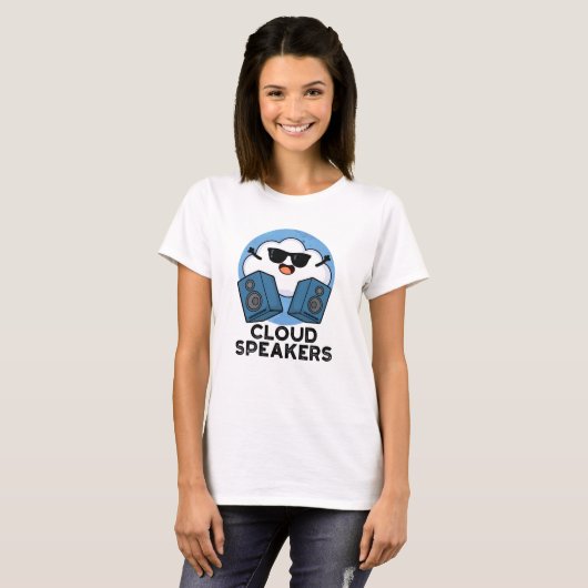 Cloud Speakers Funny Weather Pun T-shirt (Voorkant volledig)