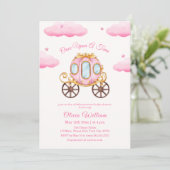 Cloud Star Fairytale Princess Carriage Baby shower Kaart (Staand voorkant)