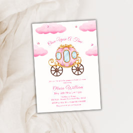 Cloud Star Fairytale Princess Carriage Baby shower Kaart