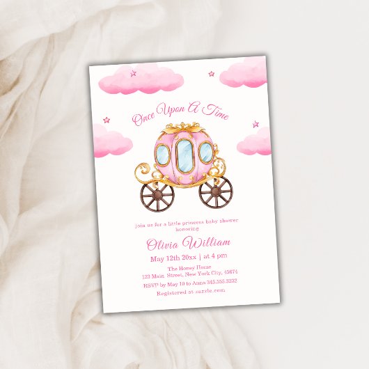 Cloud Star Fairytale Princess Carriage Baby shower Kaart