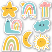 Cloud Star Rainbow & Meer Personages voor Kinderen Sticker (Voorkant)